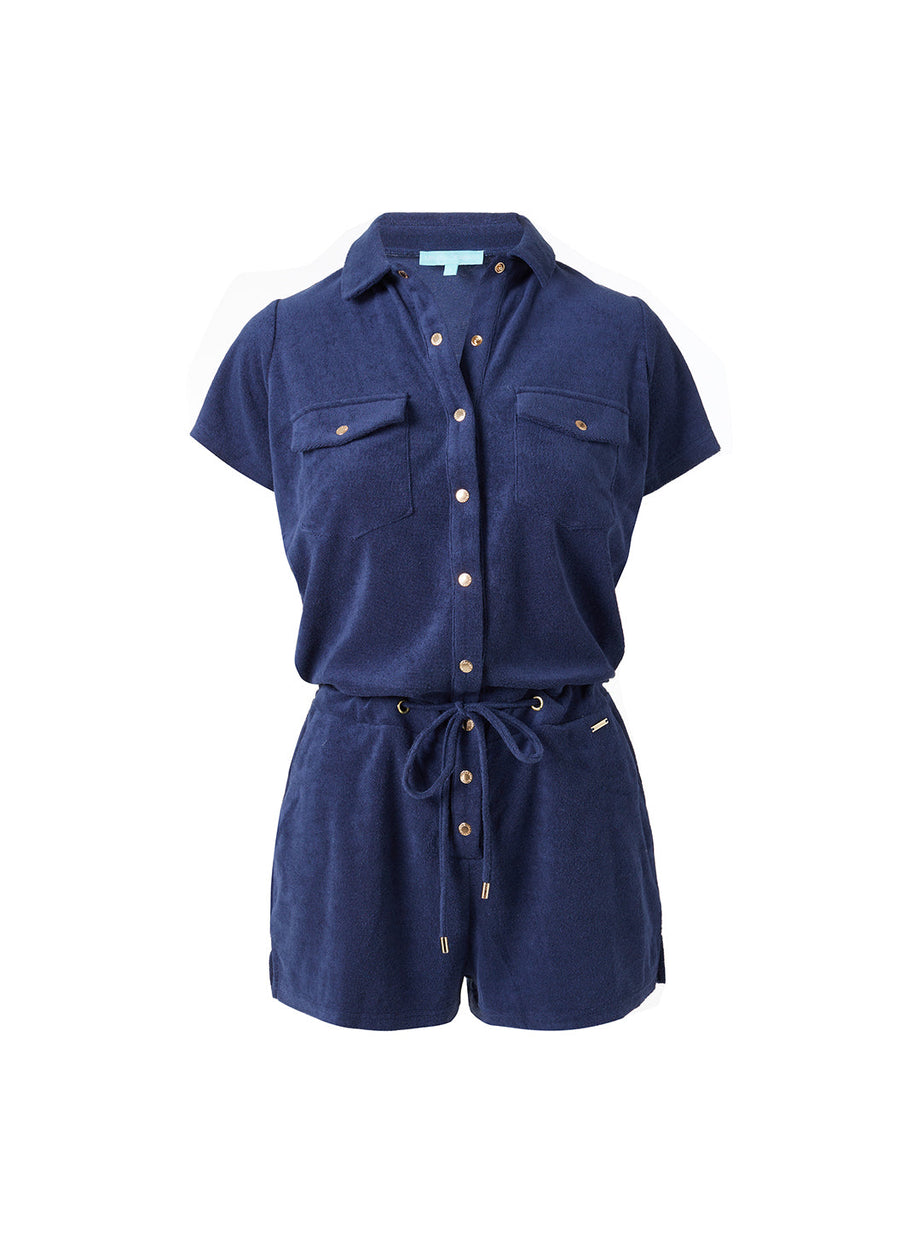 Melissa Odabash Cheryl Navy Terry Utility Playsuit - 2024 Collection