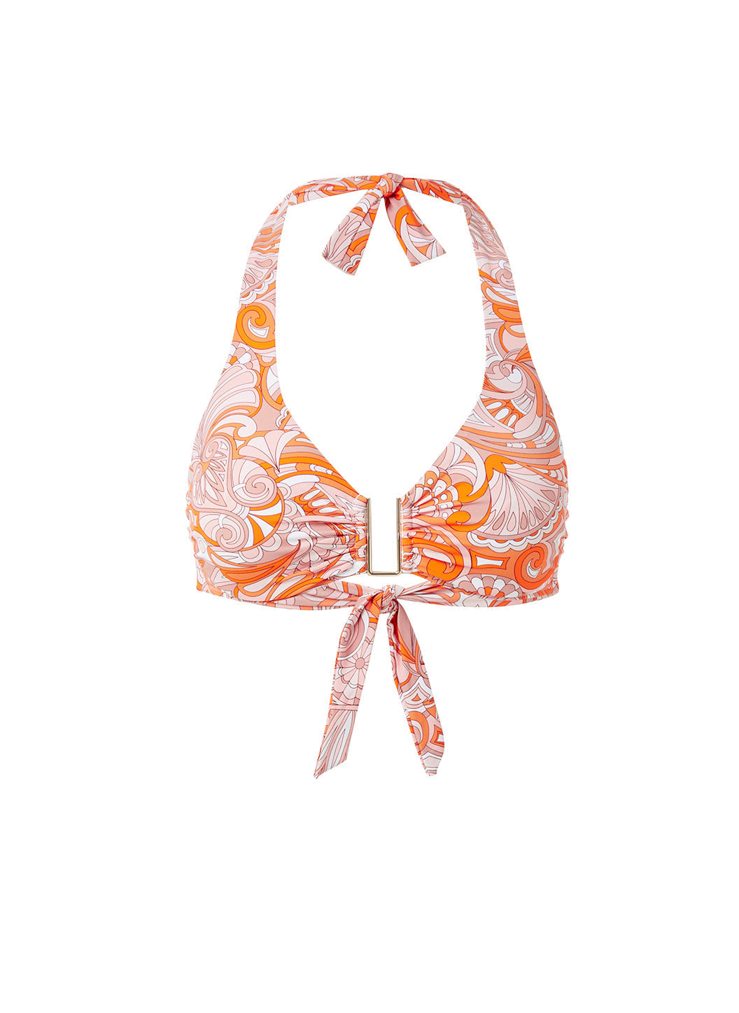 Melissa Odabash Colombia Orange Mirage U-Trim Supportive Halterneck Bikini Top - 2024 Collection