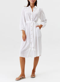 Melissa Odabash Cressida White Belted Shirt Dress - 2024 Collection