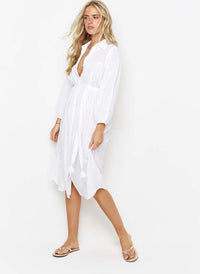 Melissa Odabash Cressida White Belted Shirt Dress - 2024 Collection