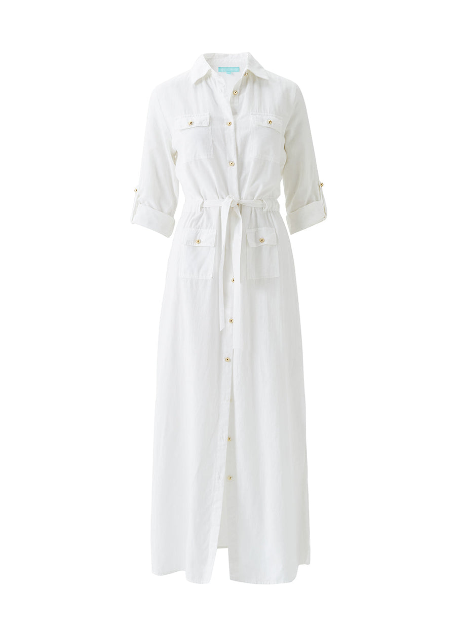 Darcy White Linen Midi Shirt Dress | Official Site Darcy White Linen Midi Shirt Dress | Official Site