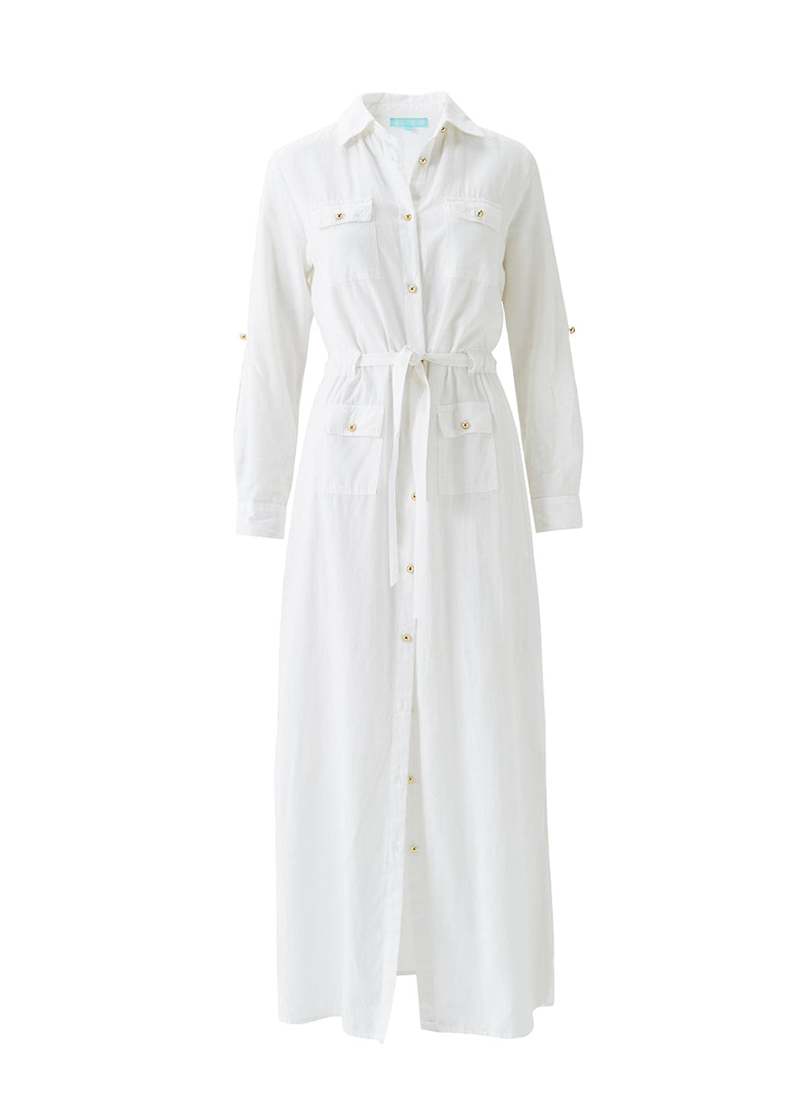 Darcy White Linen Midi Shirt Dress | Official Site Darcy White Linen Midi Shirt Dress | Official Site