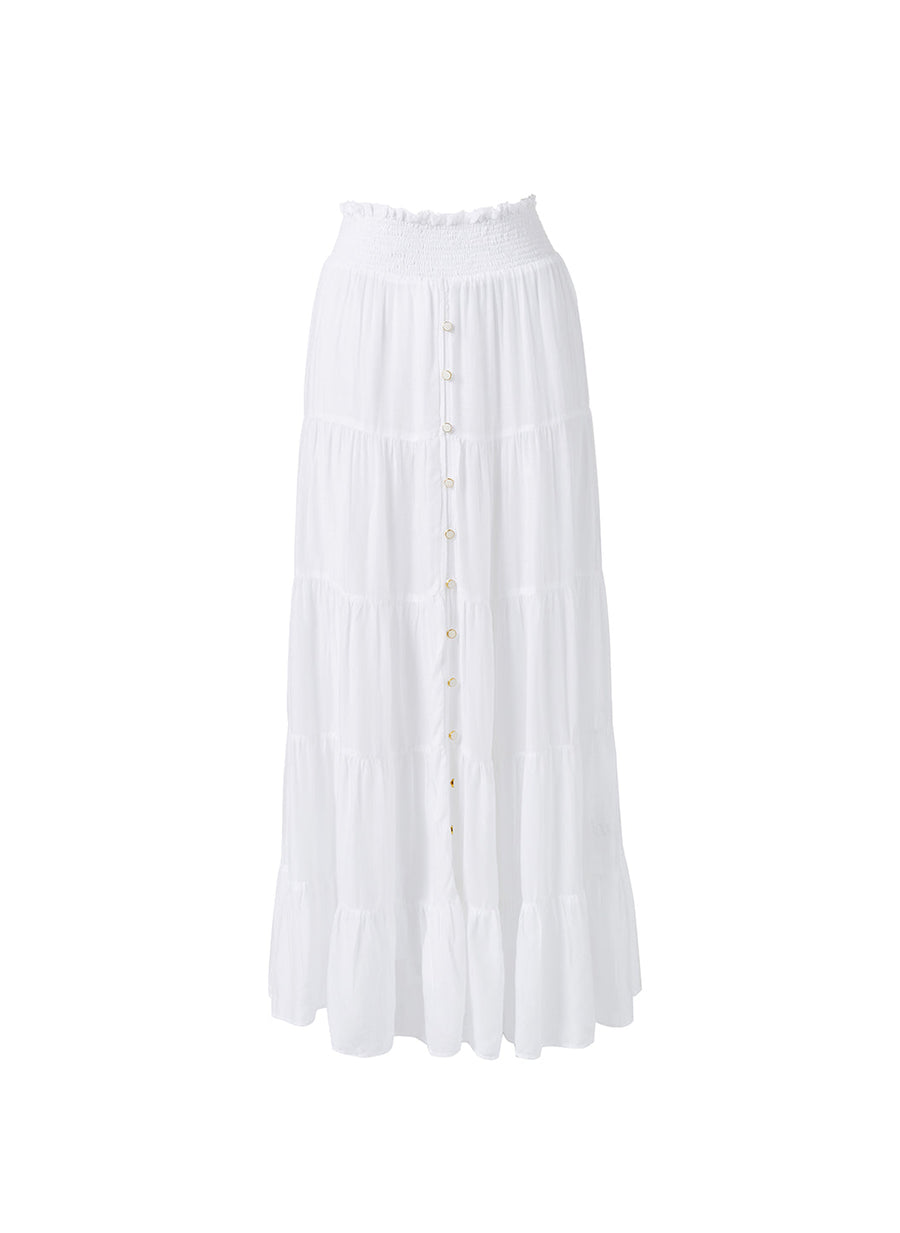 Melissa Odabash Dee White Tiered Long Skirt - 2024 Collection