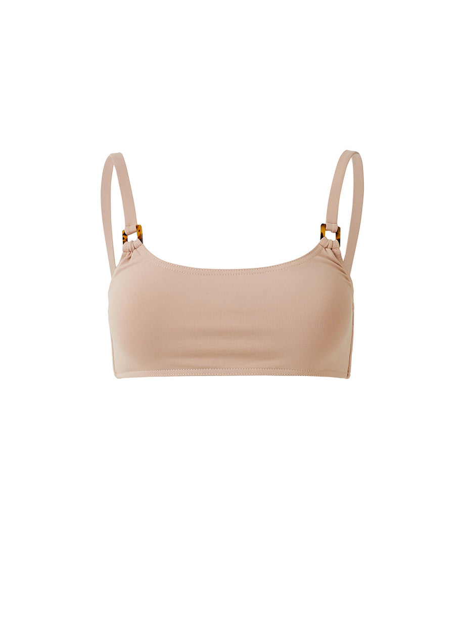 Melissa Odabash Ecuador Tan Rectangular Trim Over The Shoulder Bikini Top - 2024 Collection
