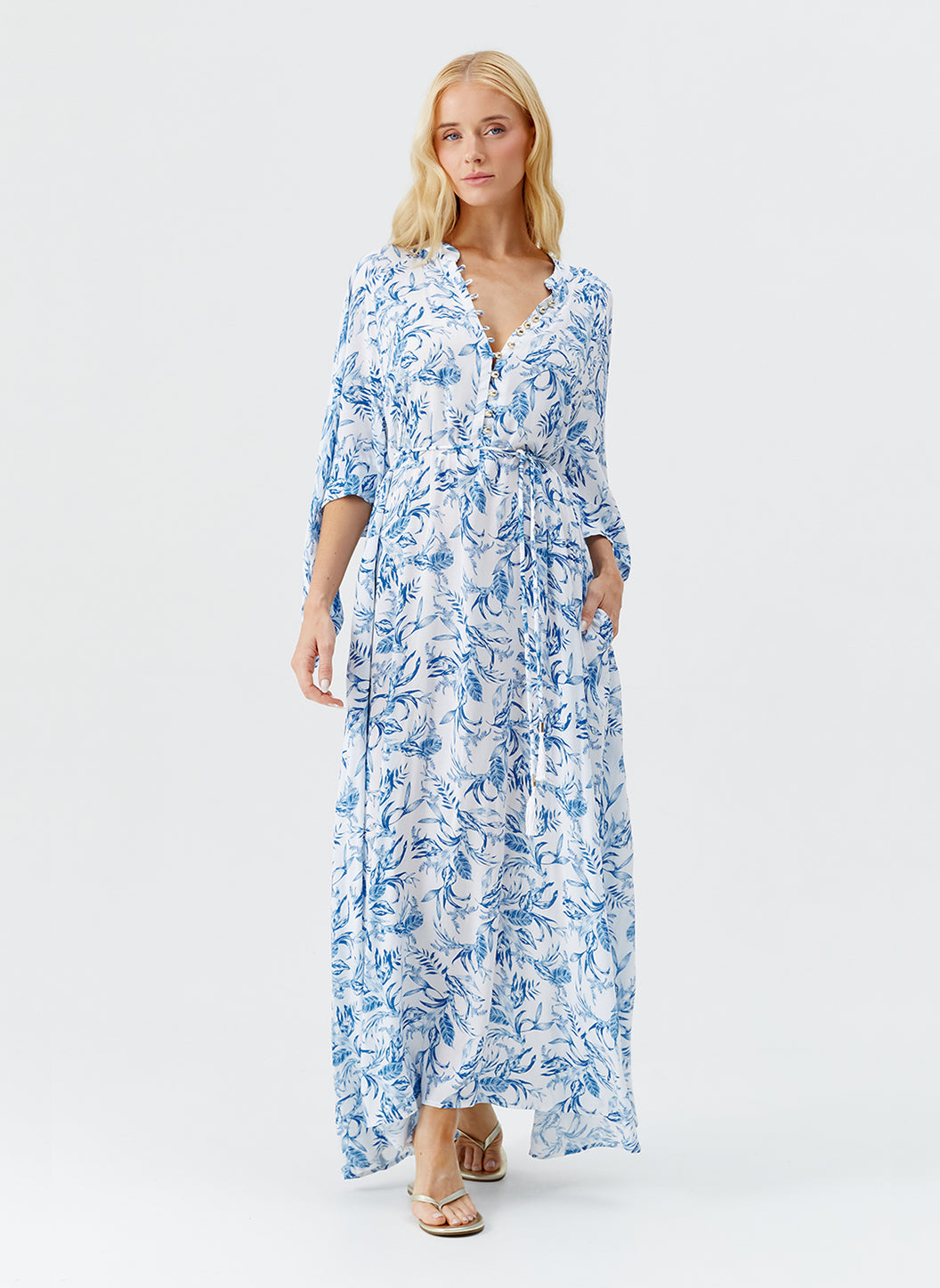 Edith Blue Leaf Dress | Official Site