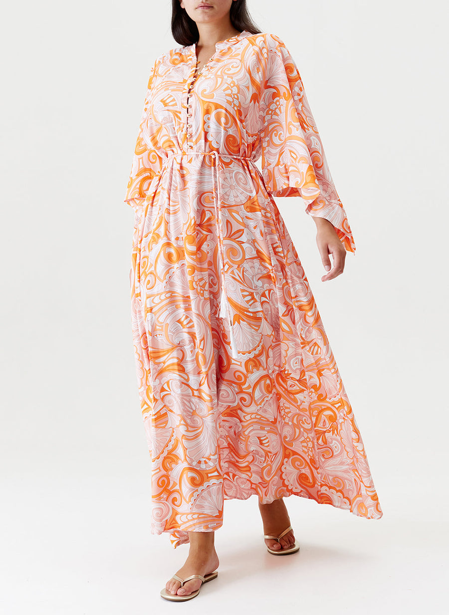 Melissa Odabash Edith Orange Mirage Button Down Long Dresses - 2024 Collection