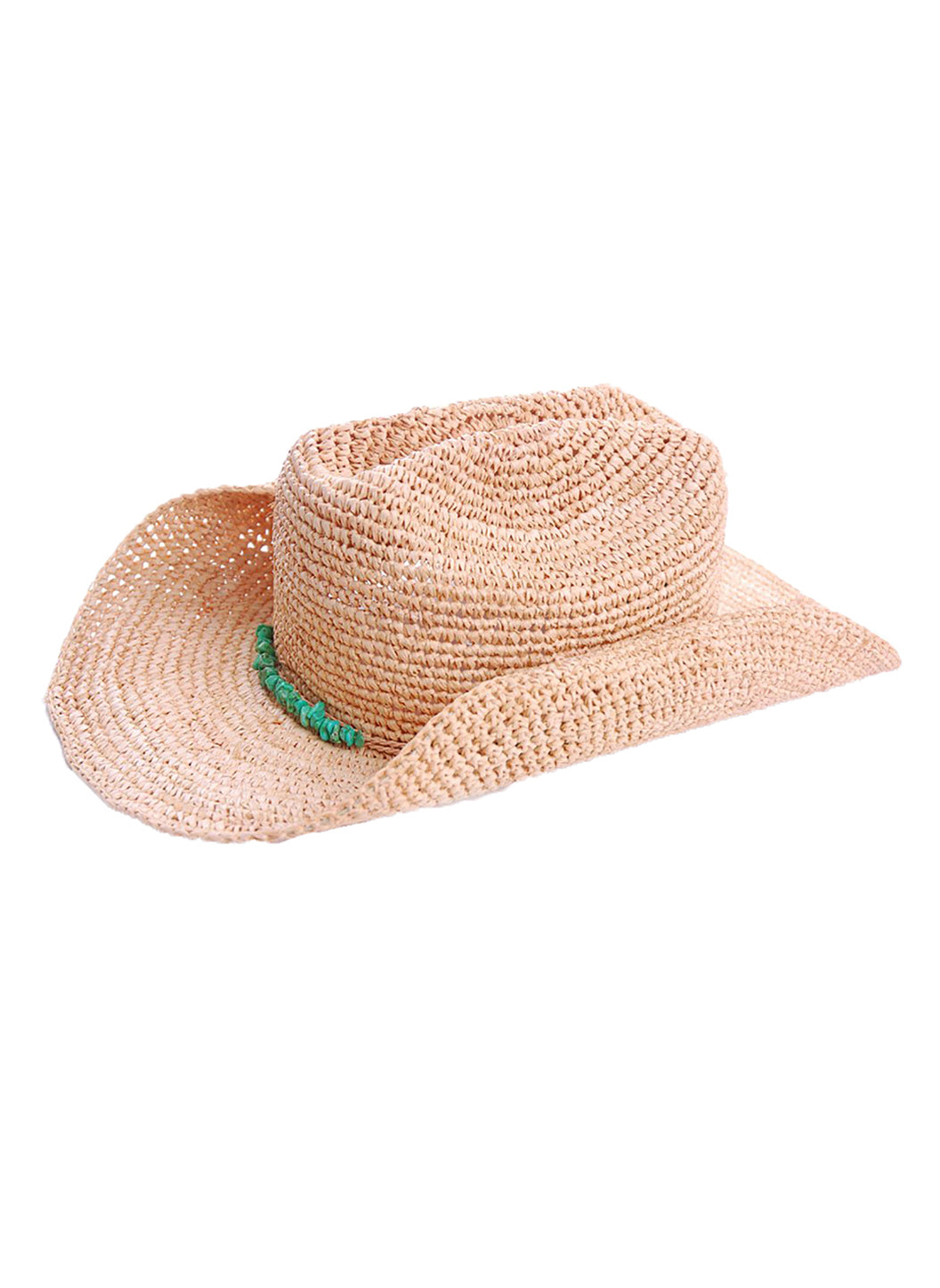 Melissa Odabash Elle Natural/Turquoise Cowboy Hat - 2024 Collection