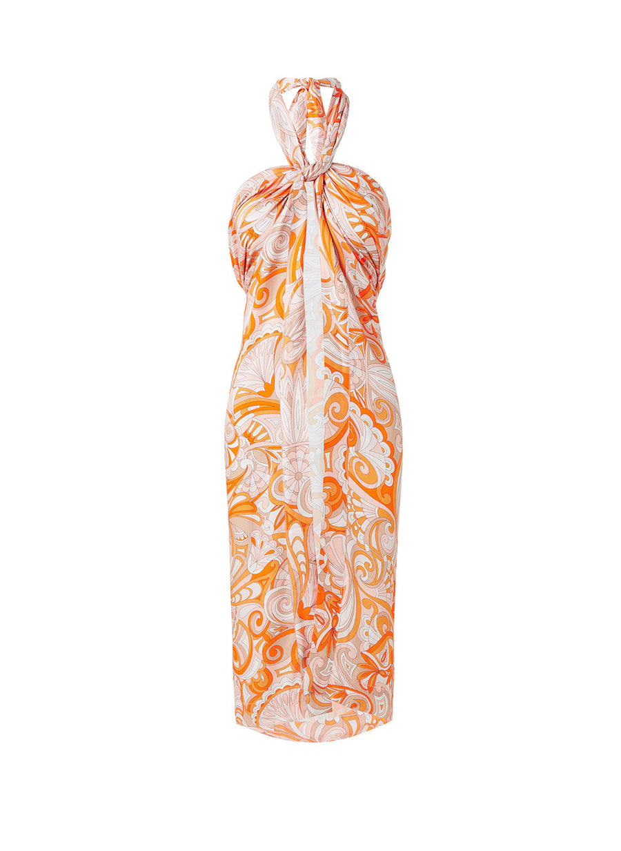 Melissa Odabash Ellie Orange Mirage Printed Pareo - 2024 Collection