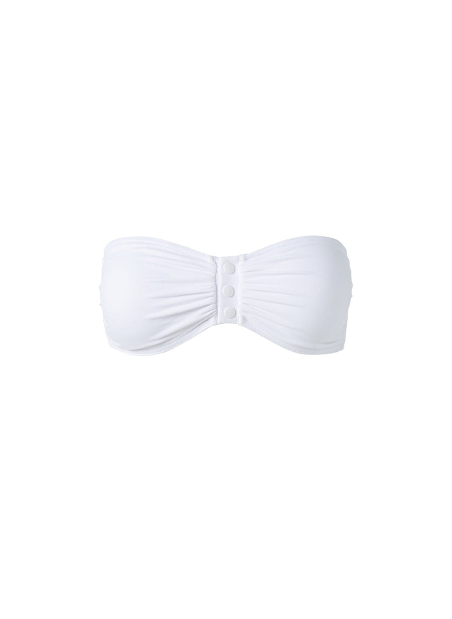 Melissa Odabash Eze White Popper Front Bandeau Bikini Top - 2024 Collection