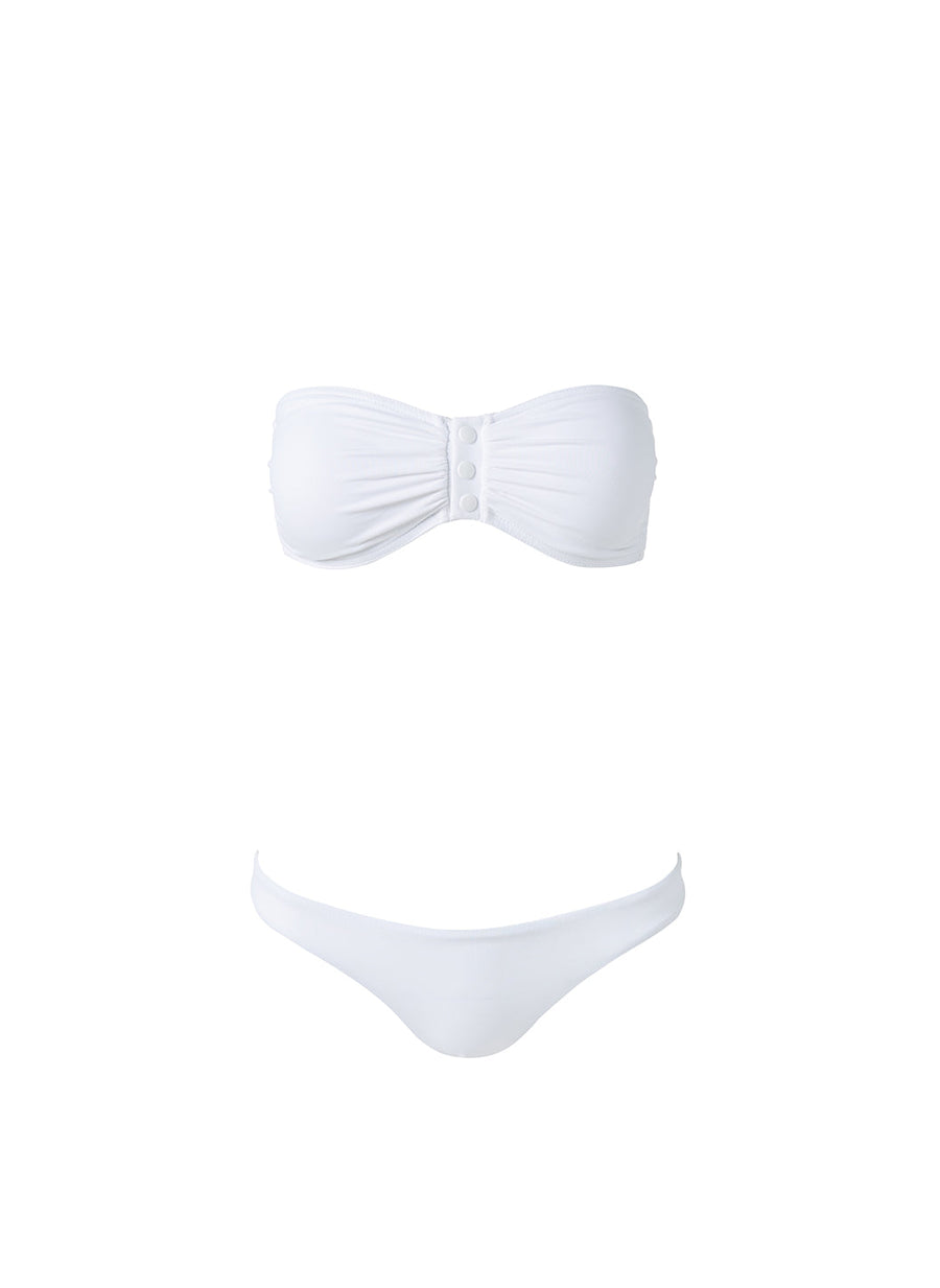 One-shoulder bandeau bikini Brazilian slip F**K 1516U White Pattern