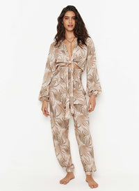 Melissa Odabash Gemma Tan Palm Cropped Shirt - 2024 Collection