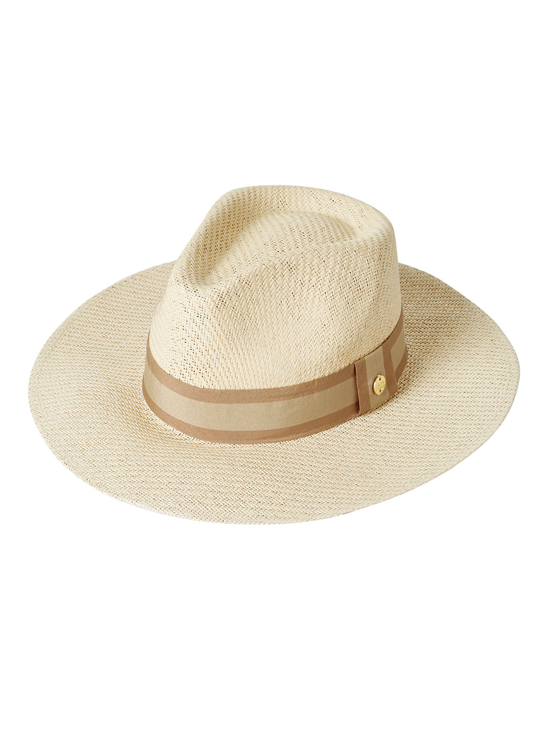 Melissa Odabash Gigi Cream/Tan Wide Brimmed Fedora Hat - 2024 Collection