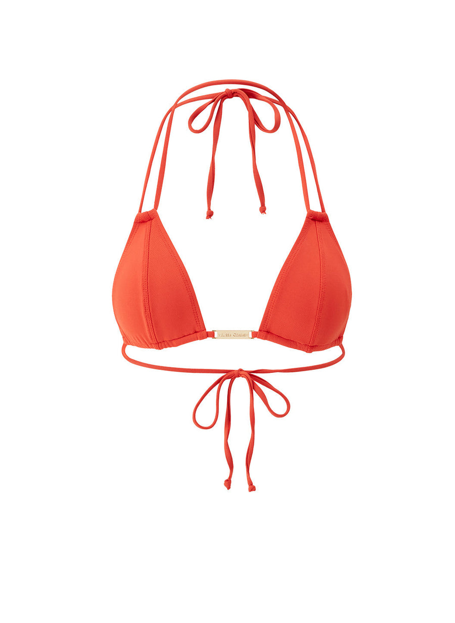 Orange Triangle Bikini Top Adjustable Ties - Girona | Melissa Odabash UK
