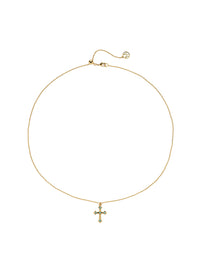 Gold Turquoise Cross Pendant Necklace