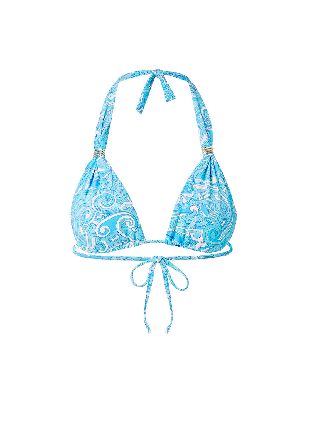 Melissa Odabash Grenada Mirage Blue Bar Trim Halterneck Bikini Top - 2024 Collection