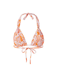 Melissa Odabash Grenada Orange Mirage Bar Trim Halterneck Bikini Top - 2024 Collection