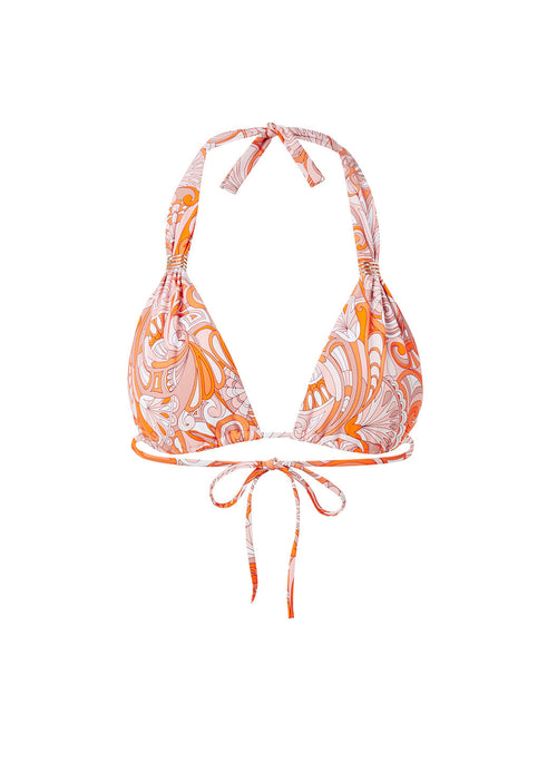 Melissa Odabash Grenada Orange Mirage Bar Trim Halterneck Bikini Top - 2024 Collection