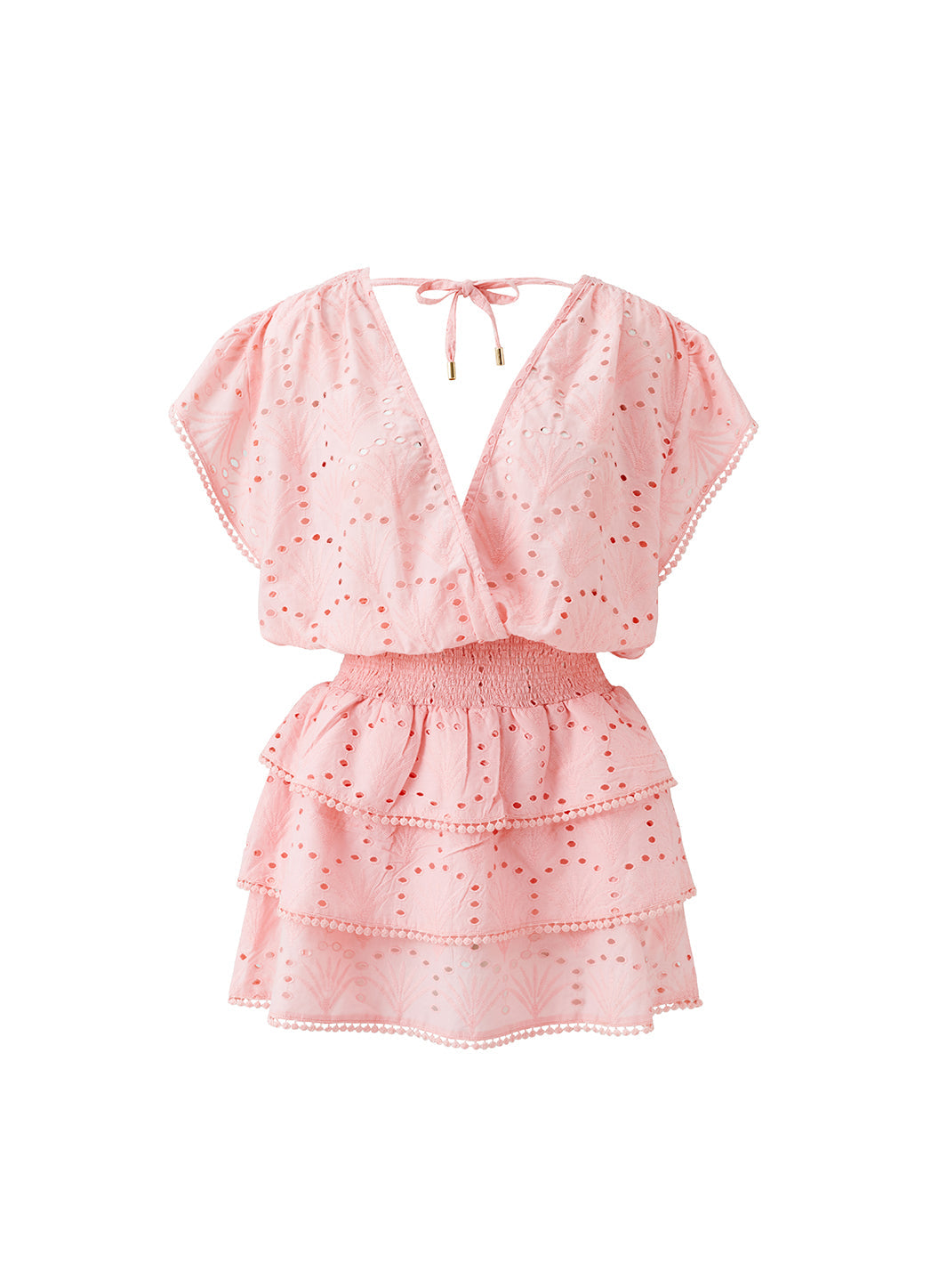 Jess Peach Plunge Tiered Short Dress | Official Site