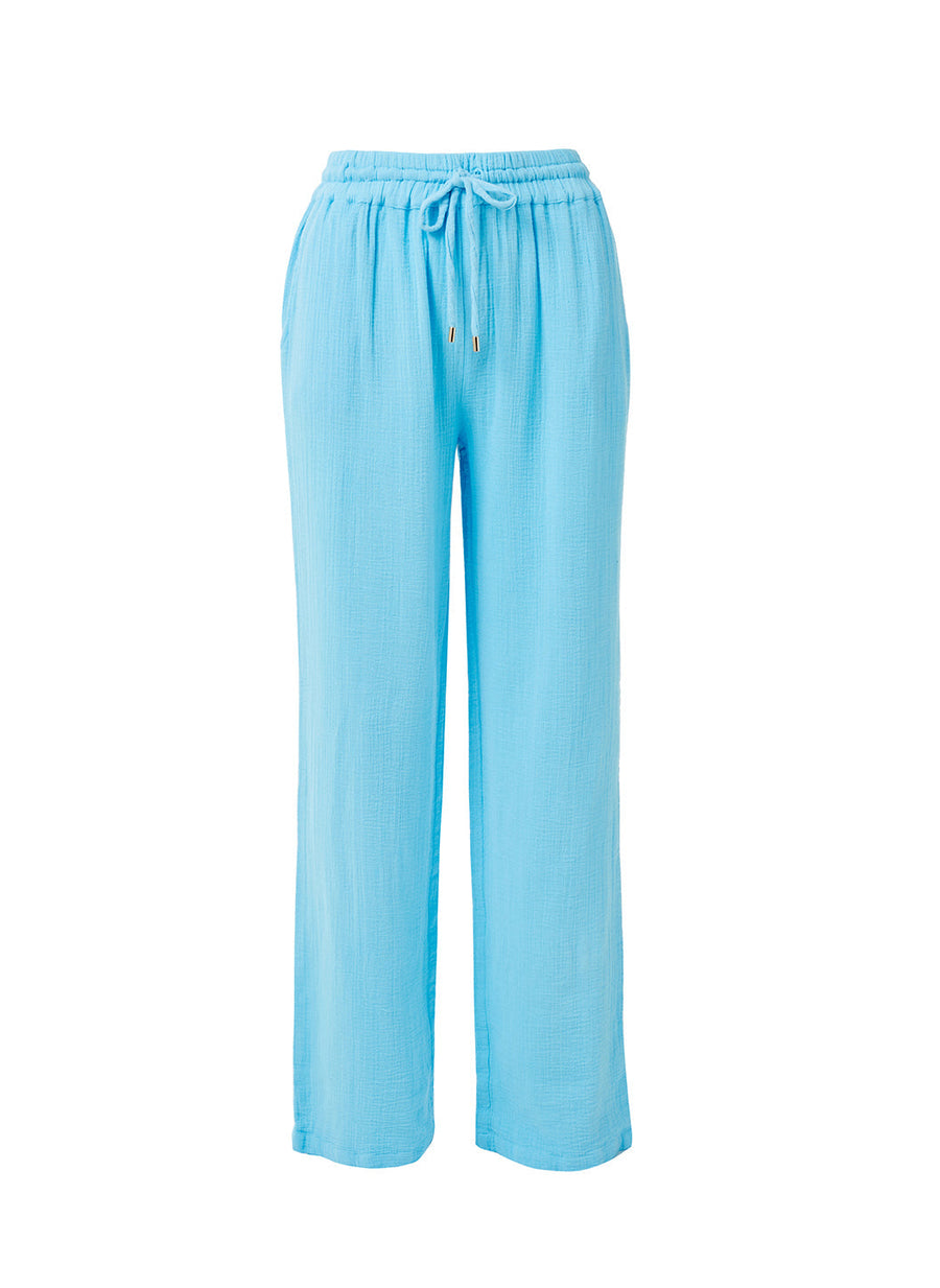 Melissa Odabash Krissy Turquoise Straight Leg Trousers - 2024 Collection