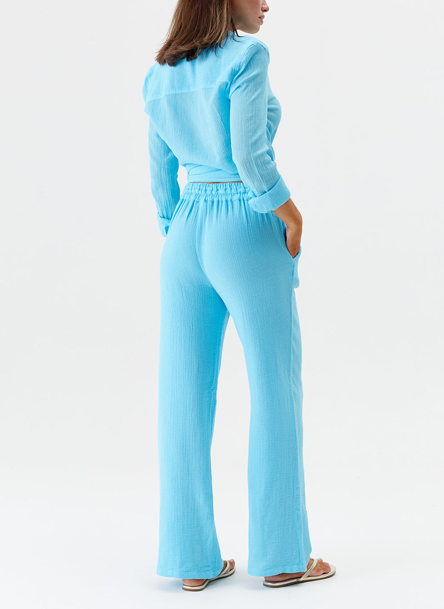 Melissa Odabash Krissy Turquoise Straight Leg Trousers - 2024 Collection