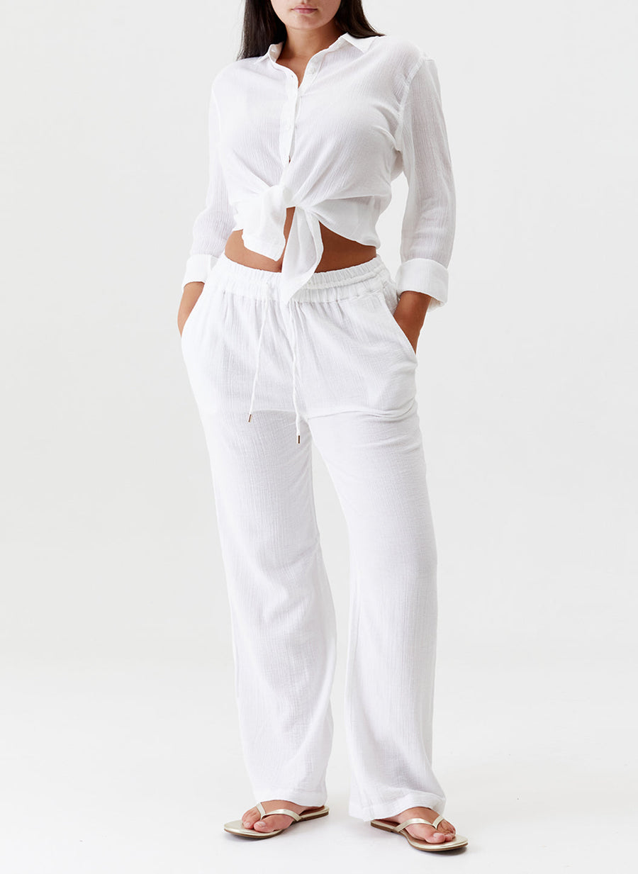 Melissa Odabash Tina White Classic Button Down Shirt - 2024 Collection