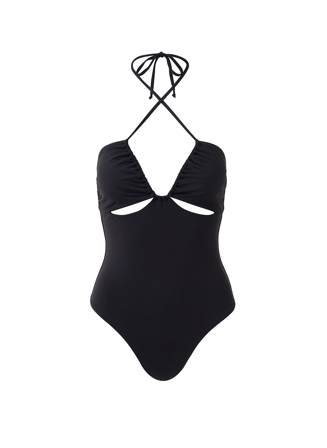 Melissa Odabash Lampedusa Black Cut Out Strappy Halterneck Swimsuit - 2024 Collection