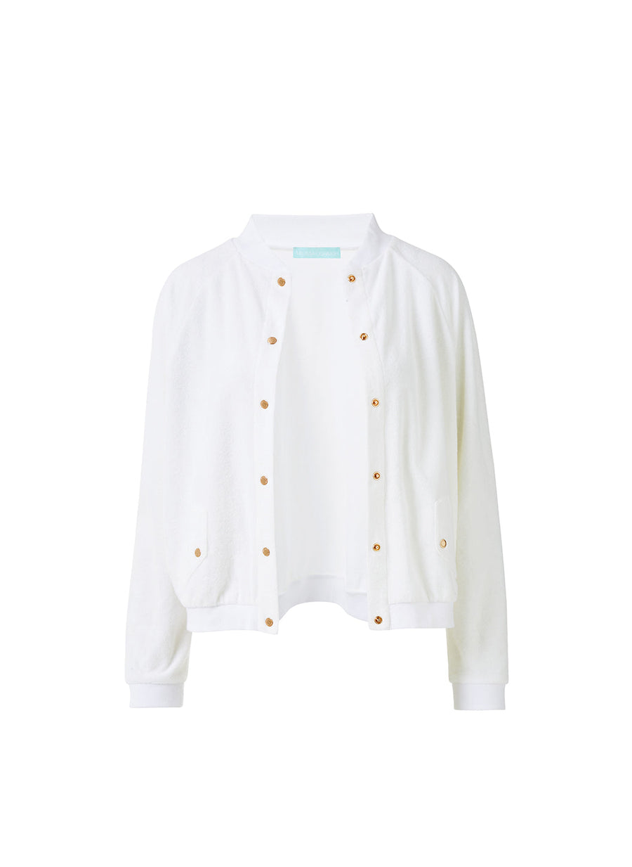 Melissa Odabash Lauri White Terry Bomber Jacket - 2024 Collection