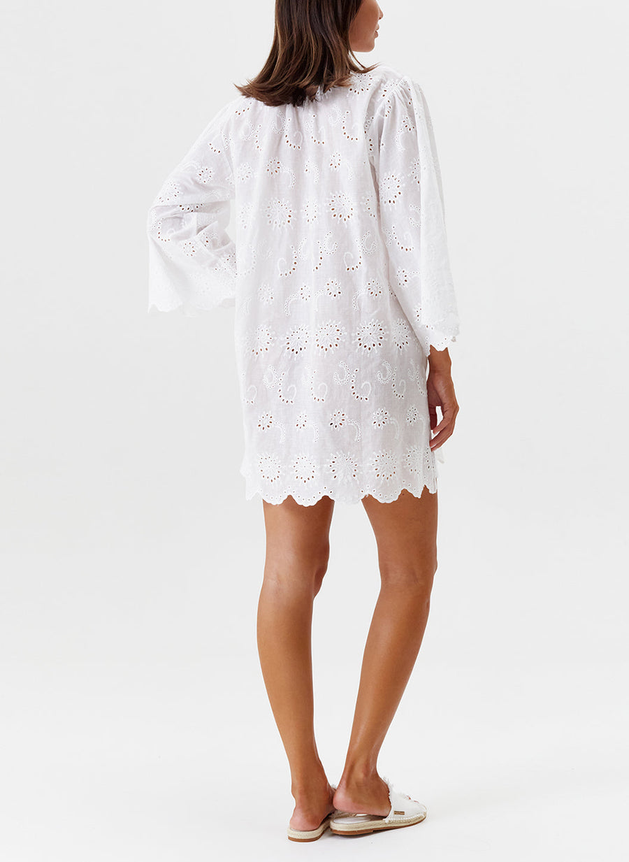 Melissa Odabash Lucy White Scalloped Short Kaftan - 2024 Collection