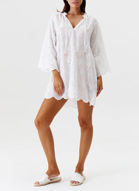 Melissa Odabash Lucy White Scalloped Short Kaftan - 2024 Collection