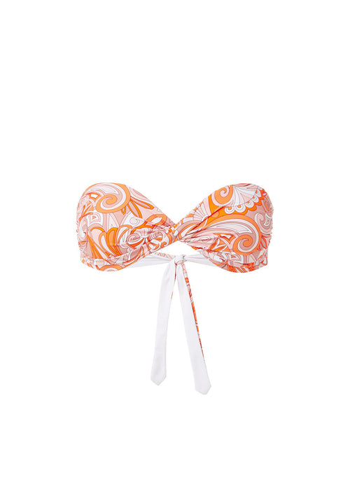 Melissa Odabash Martinique Orange Mirage Twist Bandeau Bikini Top - 2024 Collection