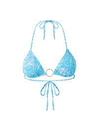 Melissa Odabash Miami Mirage Blue Bamboo Ring Trim Triangle Bikini Top - 2024 Collection