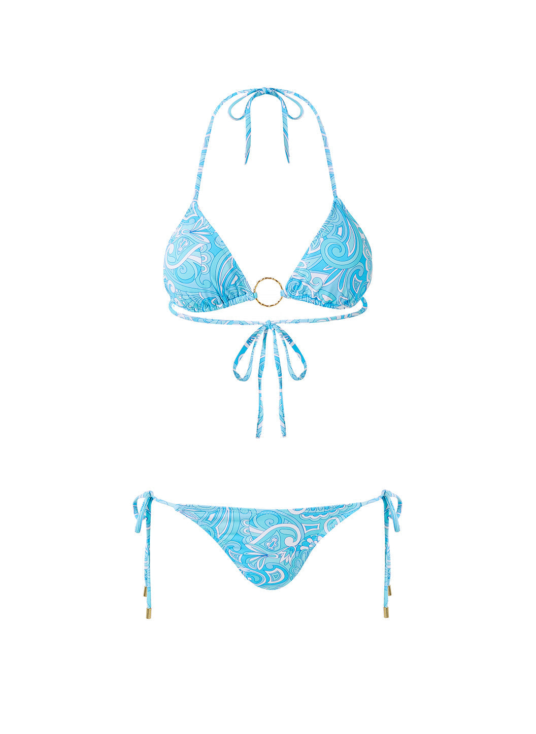 Melissa Odabash Miami Mirage Blue Bamboo Ring Trim Triangle Bikini - 2024 Collection