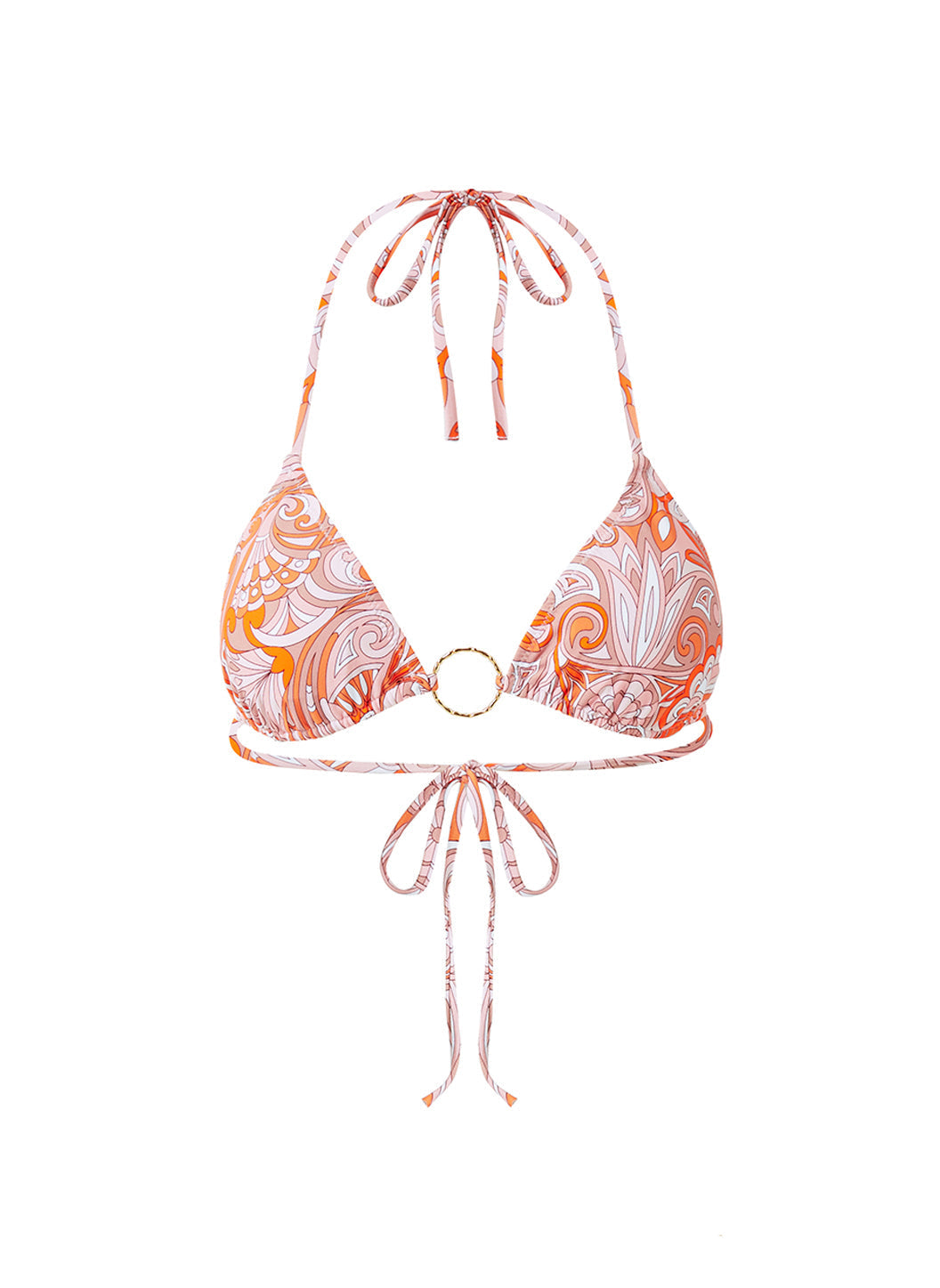 Melissa Odabash Miami Orange Mirage Bamboo Ring Trim Triangle Bikini Top - 2024 Collection