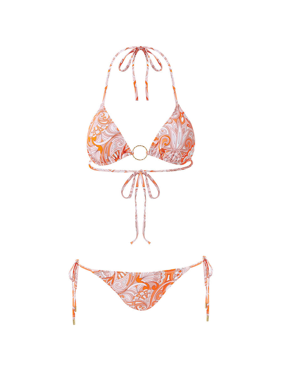 Melissa Odabash Miami Orange Mirage Bamboo Ring Trim Triangle Bikini - 2024 Collection
