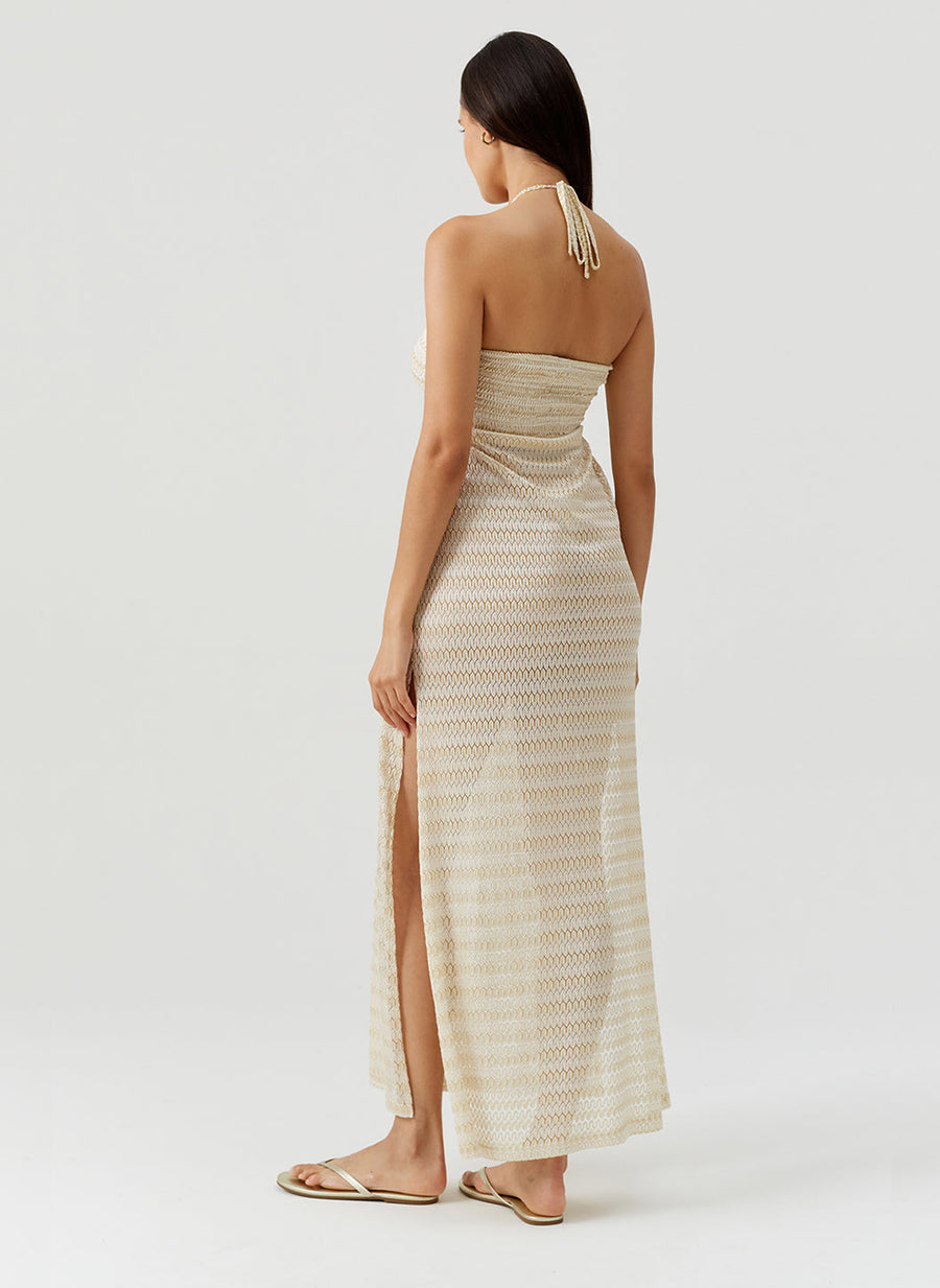 Mila Gold Halter Long Knit Dress | Official Site Mila Gold Halter Long Knit Dress | Official Site