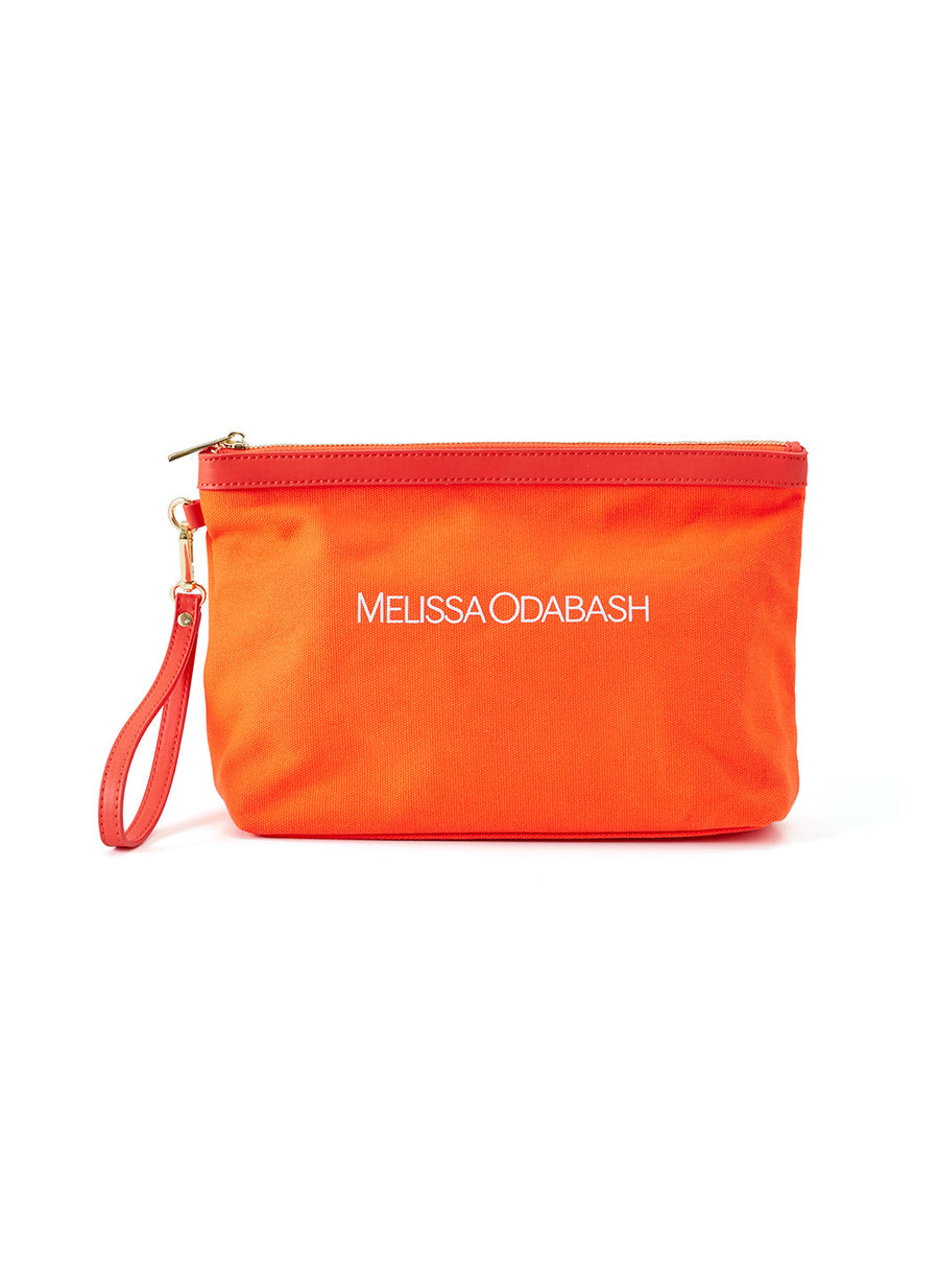 Melissa Odabash Milos Orange/White Plain Clutch - 2024 Collection