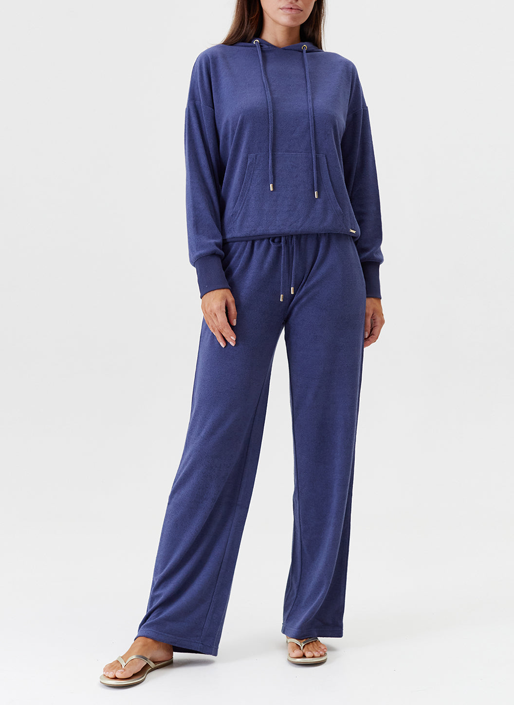 Melissa Odabash Betty Navy Terry Straight Leg Trousers - 2024 Collection