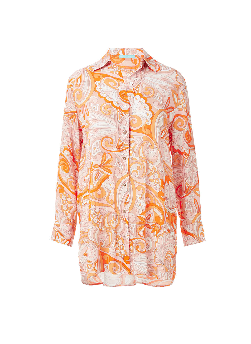 Melissa Odabash Paige Orange Mirage Long Button Down Shirt - 2024 Collection