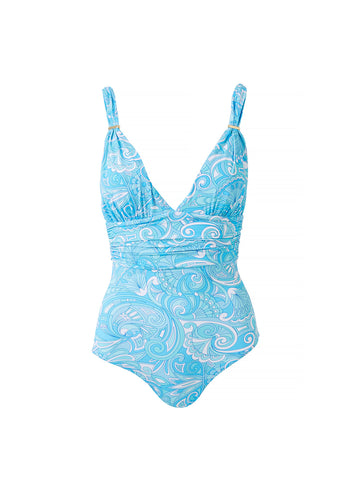 Panarea Blue Mirage Bar Trim Over The Shoulder Swimsuit | Melissa Odabash