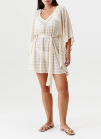 Melissa Odabash Petra Gold Belted Waist Short Kaftan - 2024 Collection