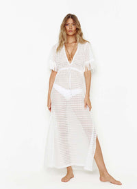 Phoebe White Kaftan Studio Model