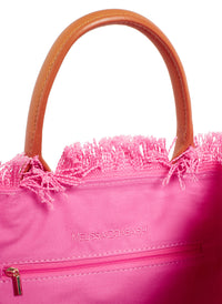 Melissa Odabash Porto Cervo Hot Pink/Tan Mini Beach Tote - 2024 Collection