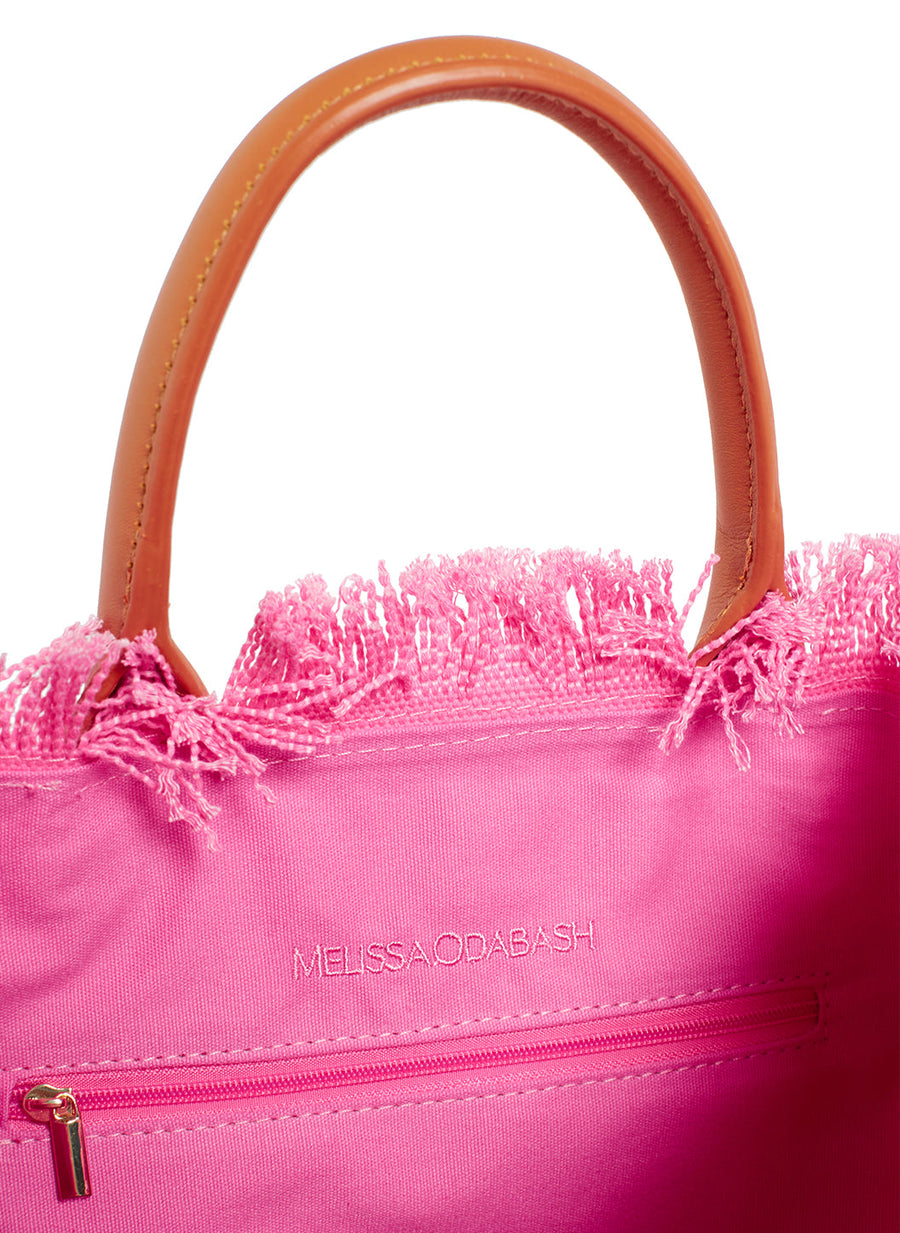 Melissa Odabash Porto Cervo Hot Pink/Tan Mini Beach Tote - 2024 Collection