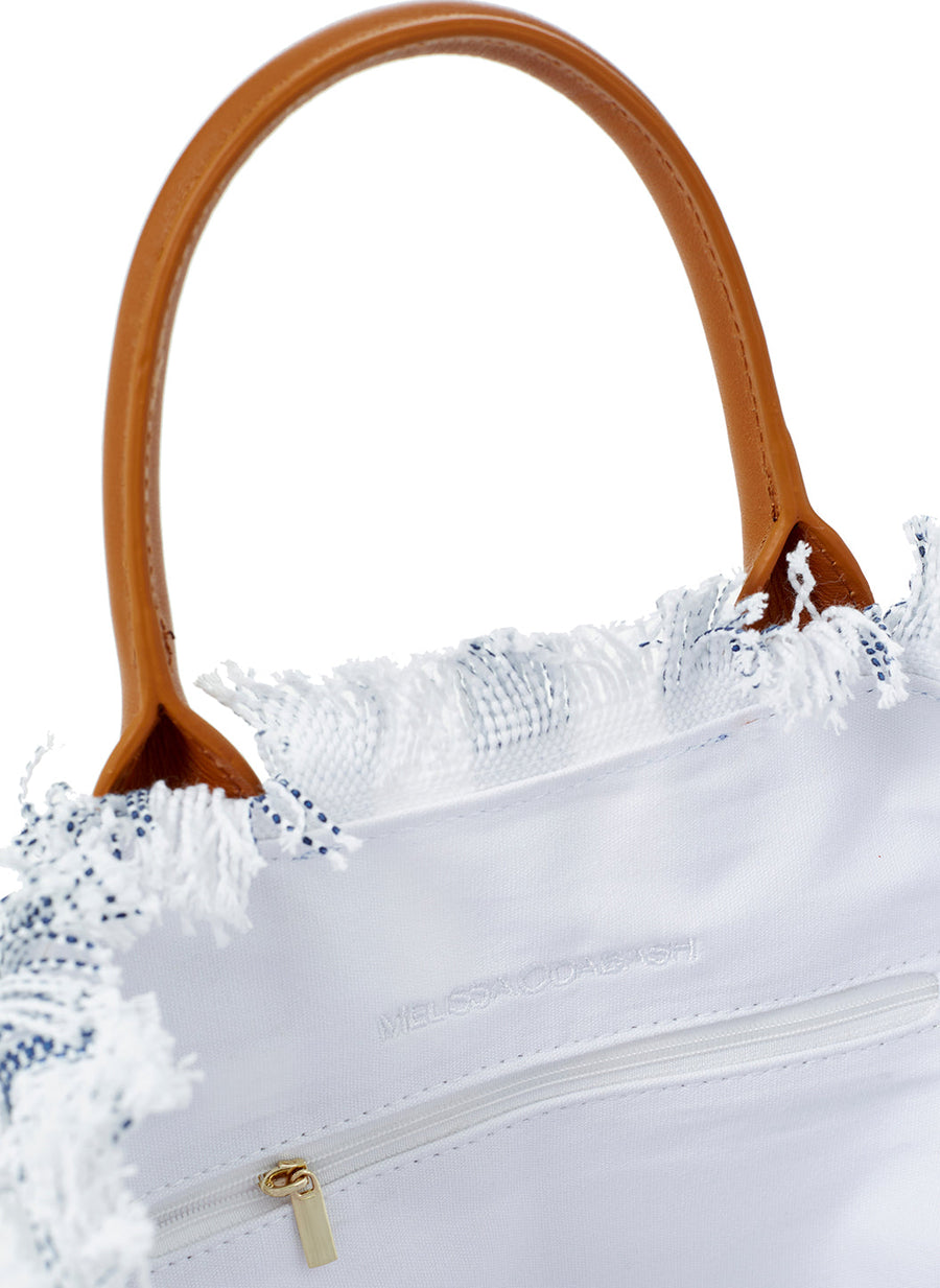 Melissa Odabash Porto Cervo Navy Nautical/Tan Mini Beach Tote - 2024 Collection