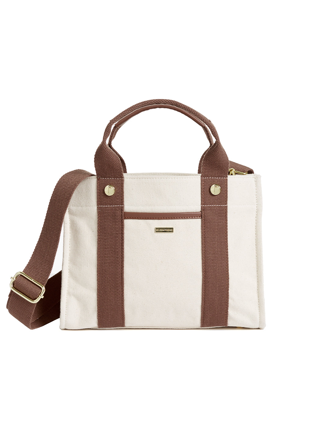 Melissa Odabash Rhodes Beige/Brown Contrast Mini Tote - 2024 Collection