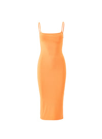 Melissa Odabash Riley Orange Ribbed Tank Midi Dress - 2024 Collection