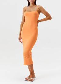 Melissa Odabash Riley Orange Ribbed Tank Midi Dress - 2024 Collection