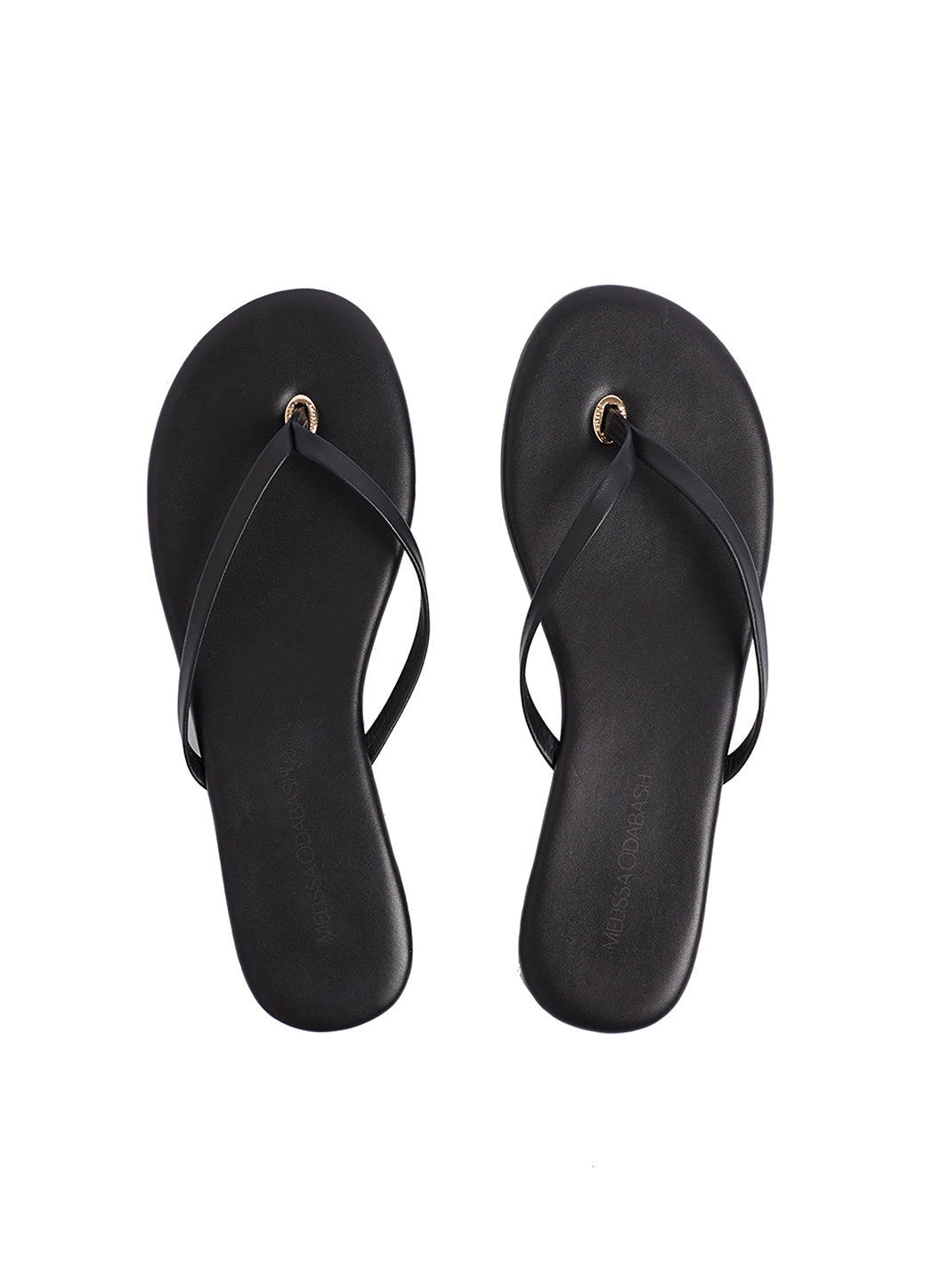 Melissa Odabash Leather Flip Flop Sandals Black - 2024 Collection