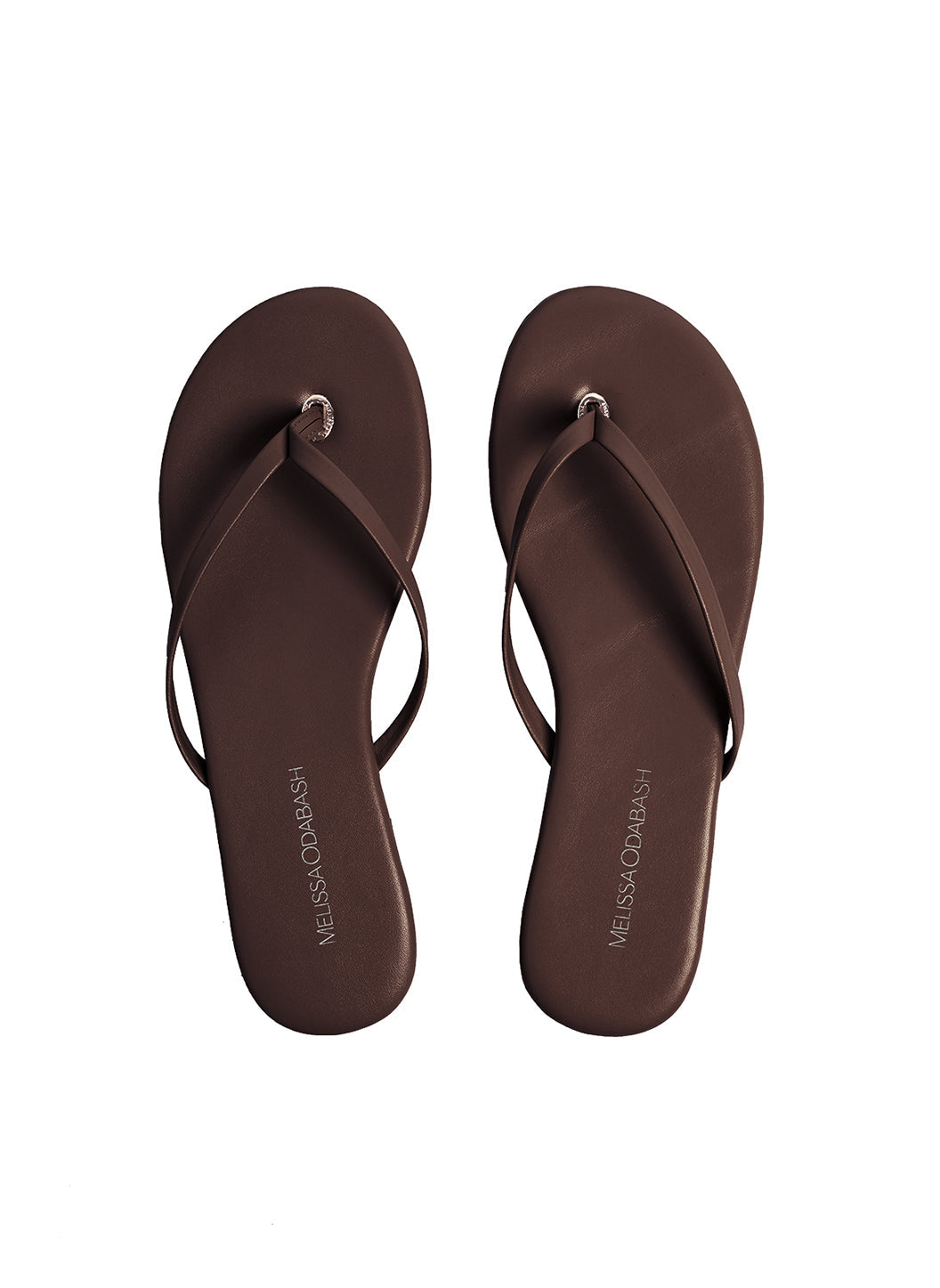 Melissa Odabash Leather Flip Flop Sandals Dark Brown - 2024 Collection