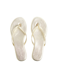 Melissa Odabash Leather Flip Flop Sandals Gold - 2024 Collection